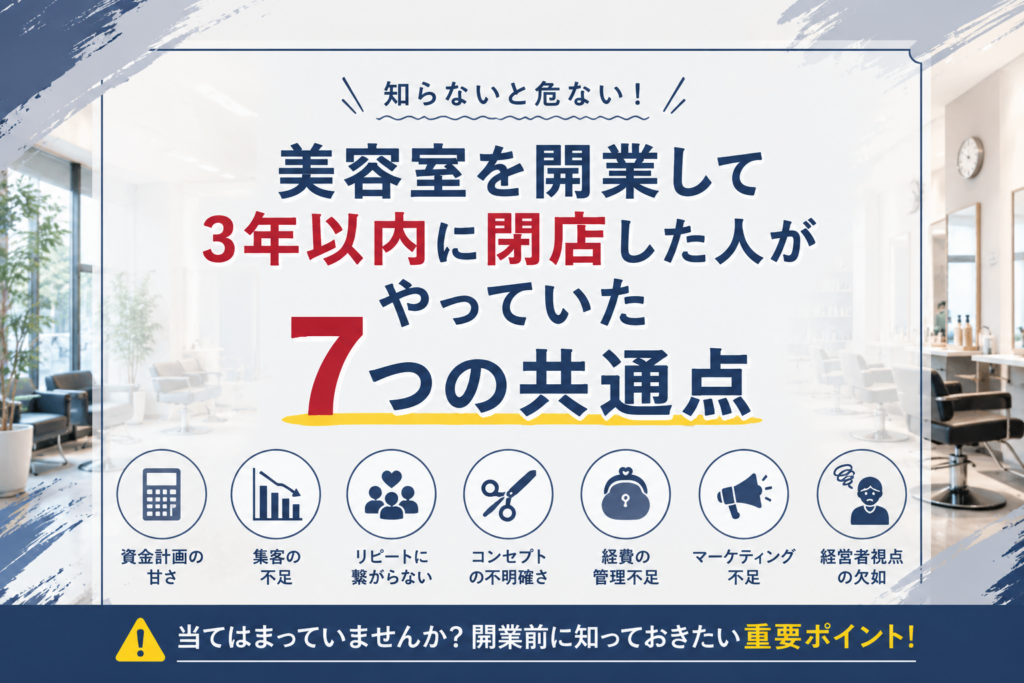 美容室を開業して3年以内に閉店した人がやっていた7つの共通点