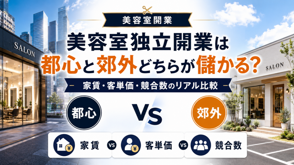 美容室独立開業は都心と郊外どちらが儲かる？家賃・客単価・競合数のリアル比較