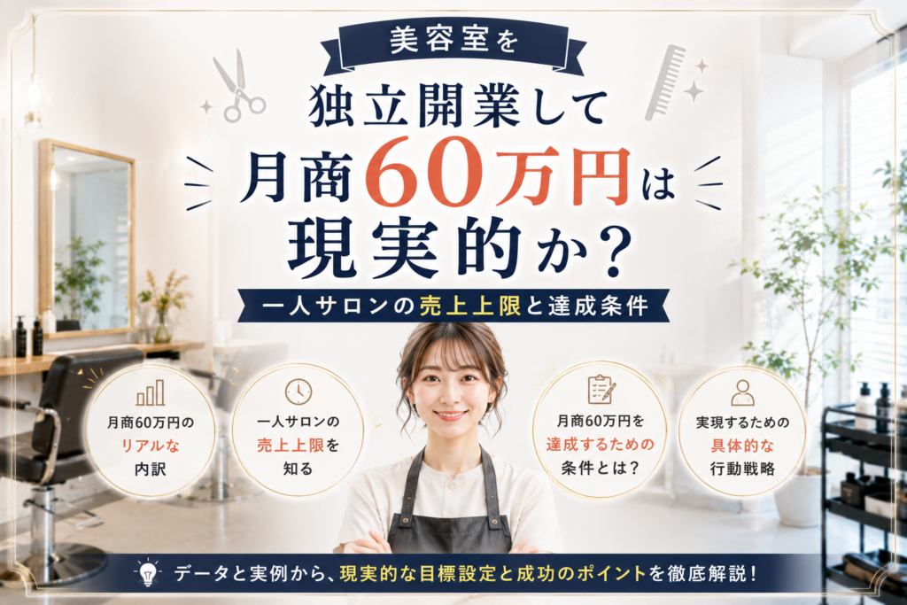 美容室を独立開業して美容師売上60万円は現実的か？一人サロンの売上目安と達成条件