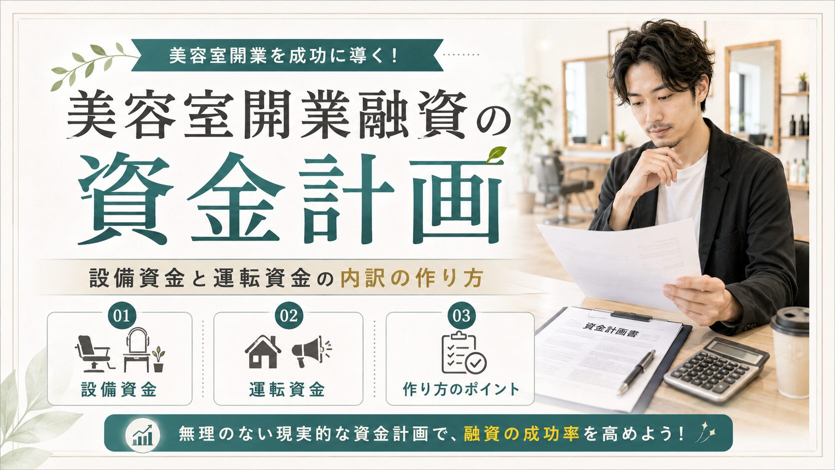 美容室開業融資の資金計画｜設備資金と運転資金の内訳の作り方