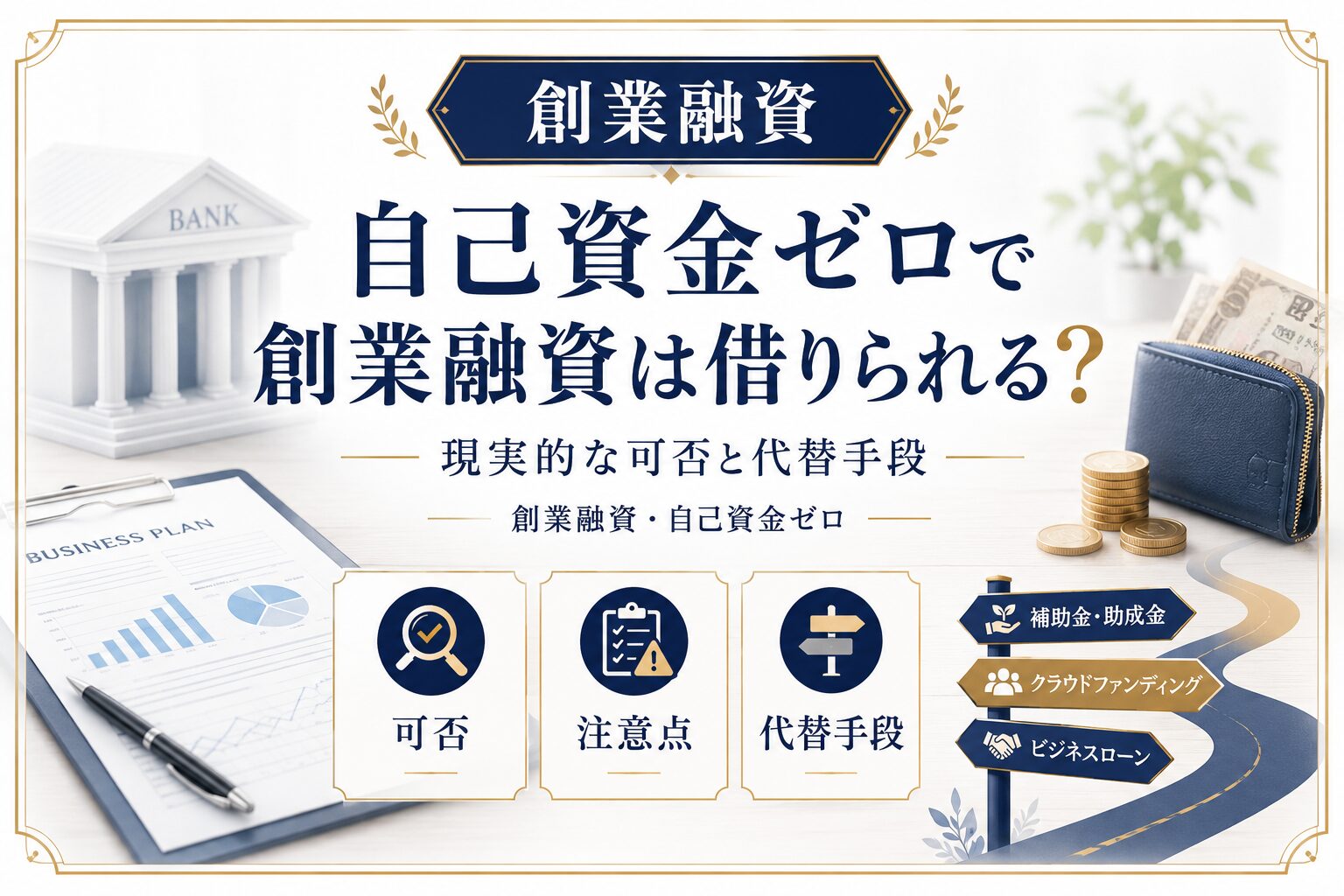 自己資金ゼロで創業融資は借りられる？現実的な可否と代替手段