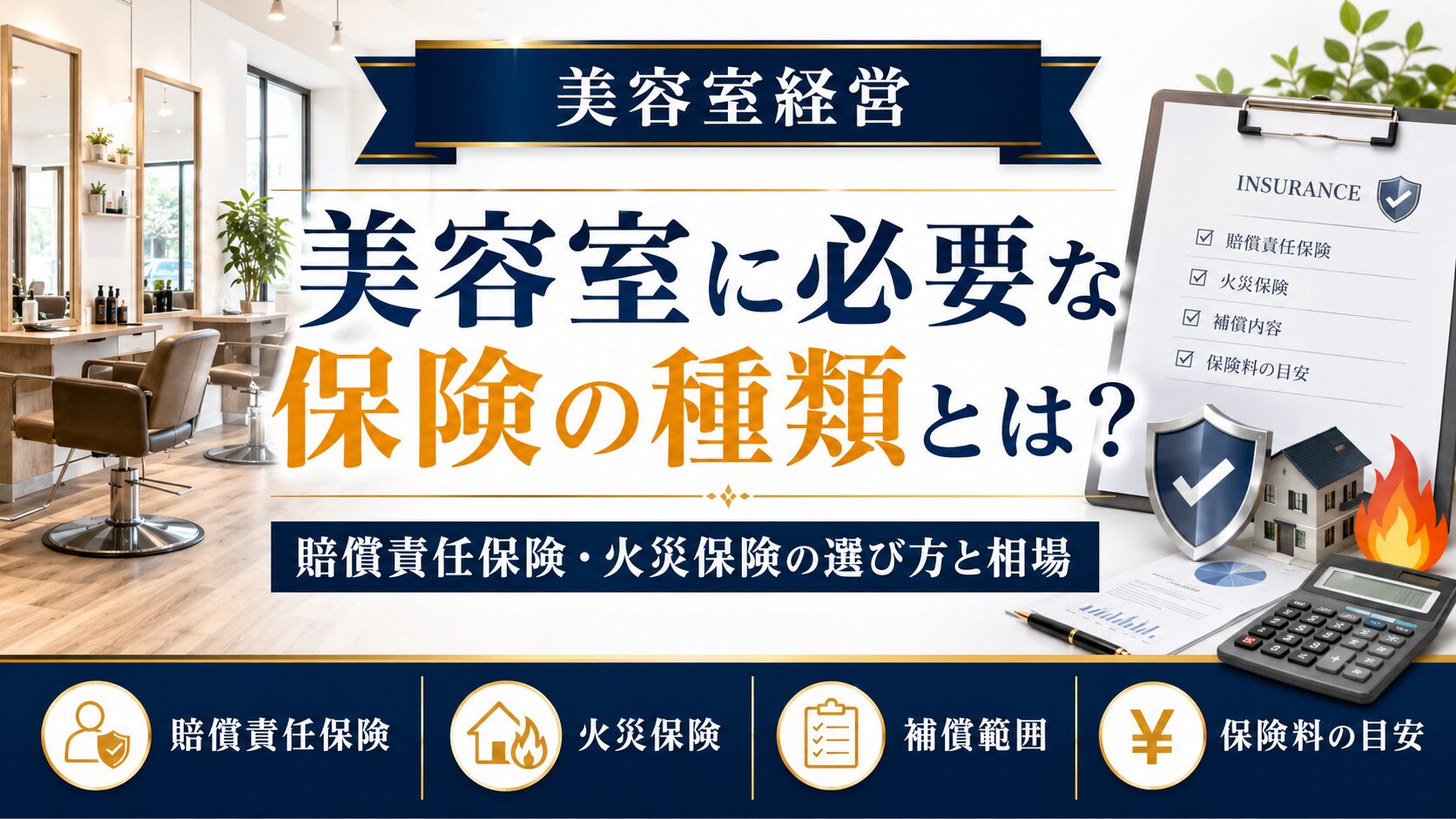 美容室に必要な保険の種類とは?賠償責任保険・火災保険の選び方と相場