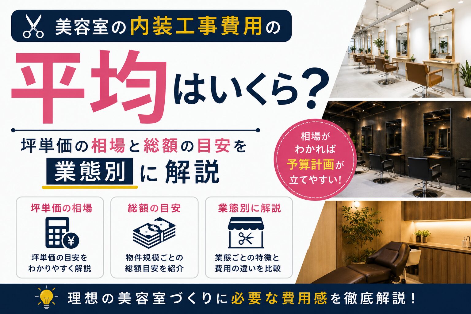 美容室の内装工事費用の平均はいくら?坪単価の相場と総額の目安を業態別に解説