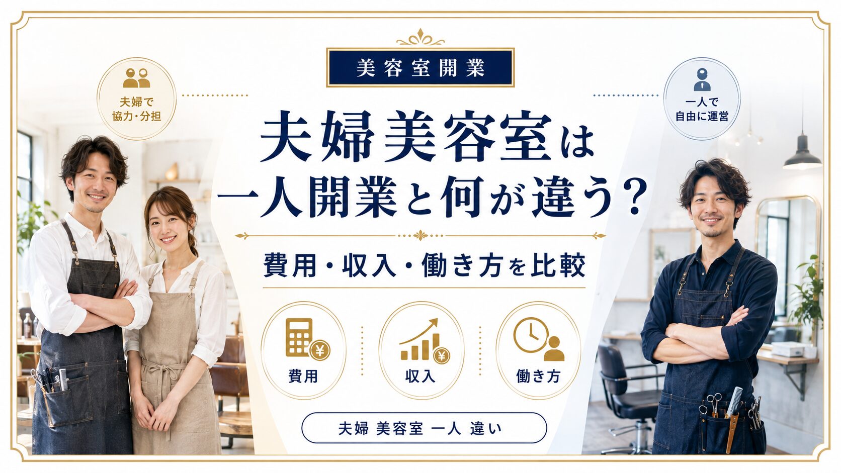 夫婦美容室は一人開業と何が違う?費用・収入・働き方を比較