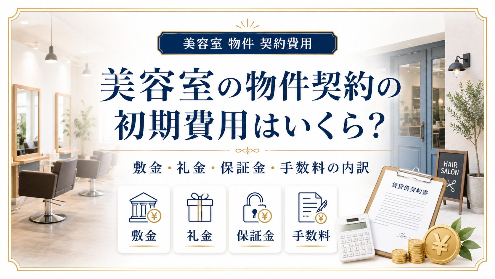 美容室の物件契約の初期費用はいくら？敷金・礼金・保証金・手数料の内訳