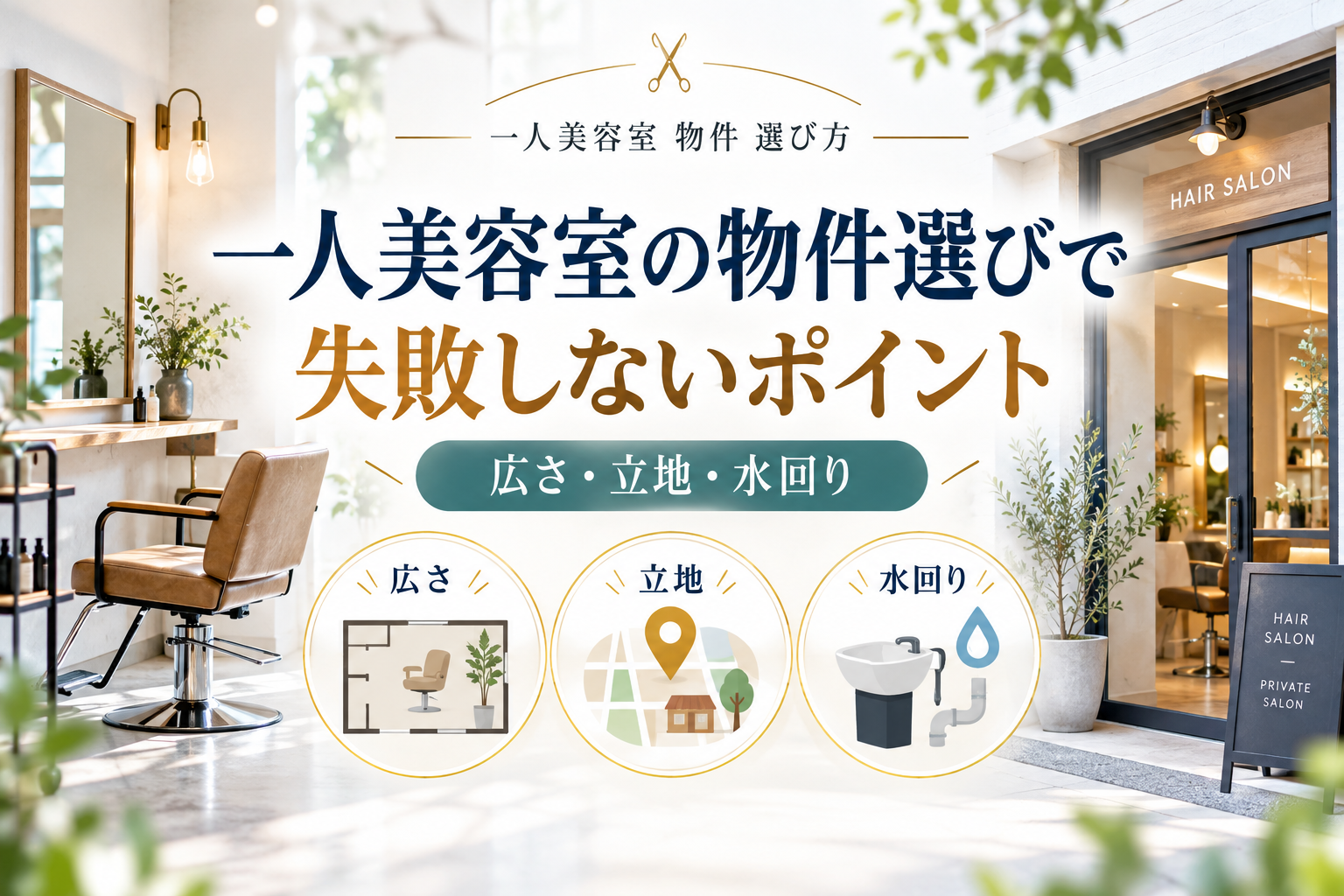 一人美容室の物件選びで失敗しないポイント｜広さ・立地・水回りの実務チェック