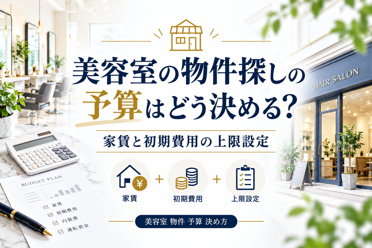 美容室物件の予算はどう決める？家賃は月商比7〜15%で規模別に組み立てる