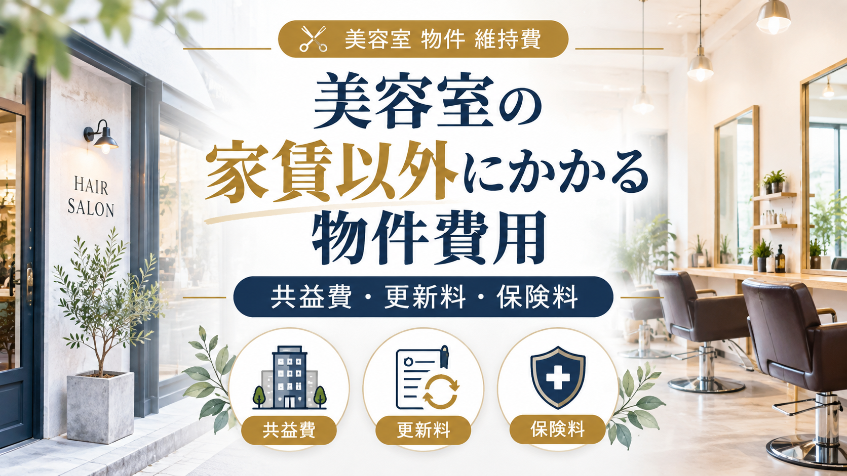 美容室の家賃以外にかかる物件費用|共益費・更新料・保険料を時系列で完全解説
